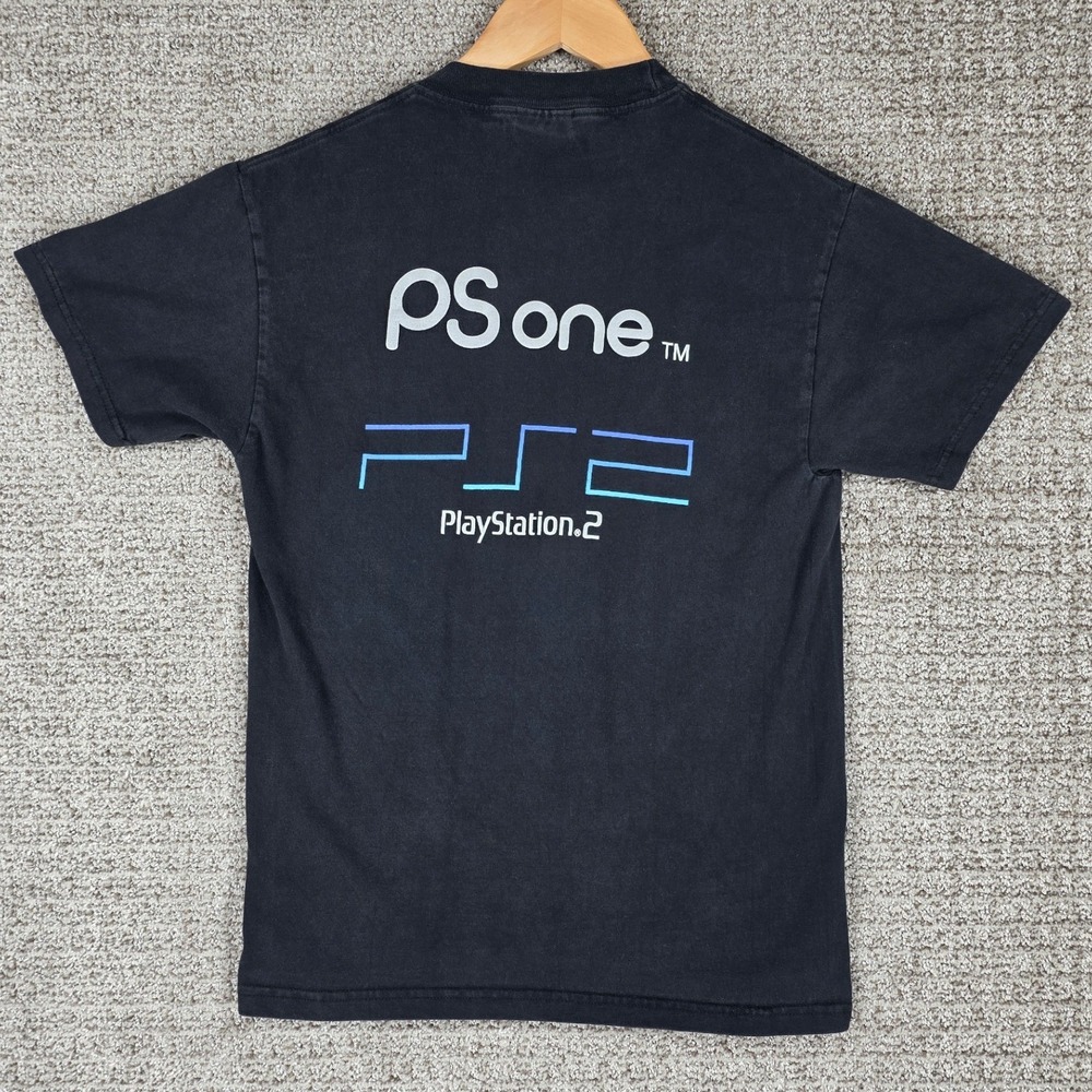 Vintage PlayStation PS‎ One PS2 Promo T-Shirt Hanes Beefy-T Black Mens Small